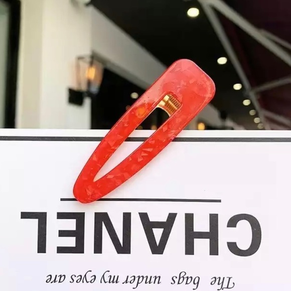 ❤️RED❤️Marble Acrylic Barrettes 2 psc set - Picture 3 of 6